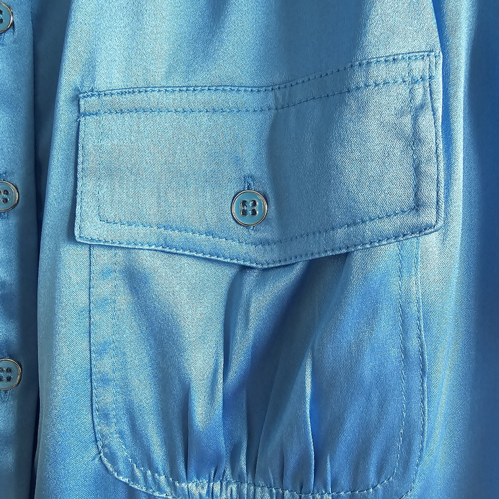 Stunning Azure Blue Silk Top - Picture 6 of 12